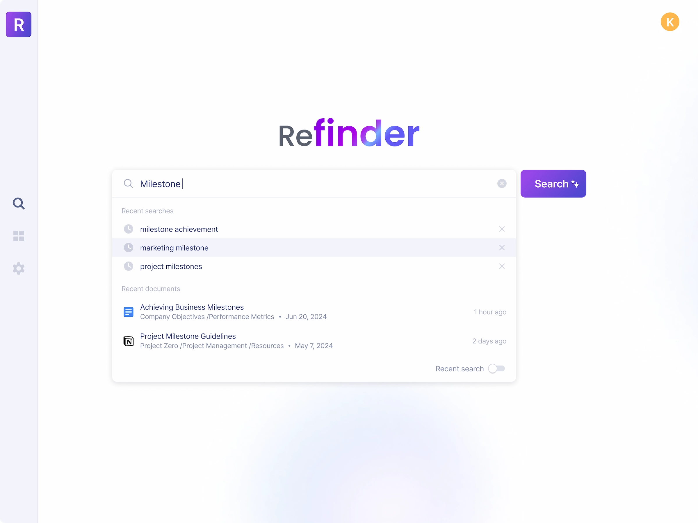 refinder aI search main