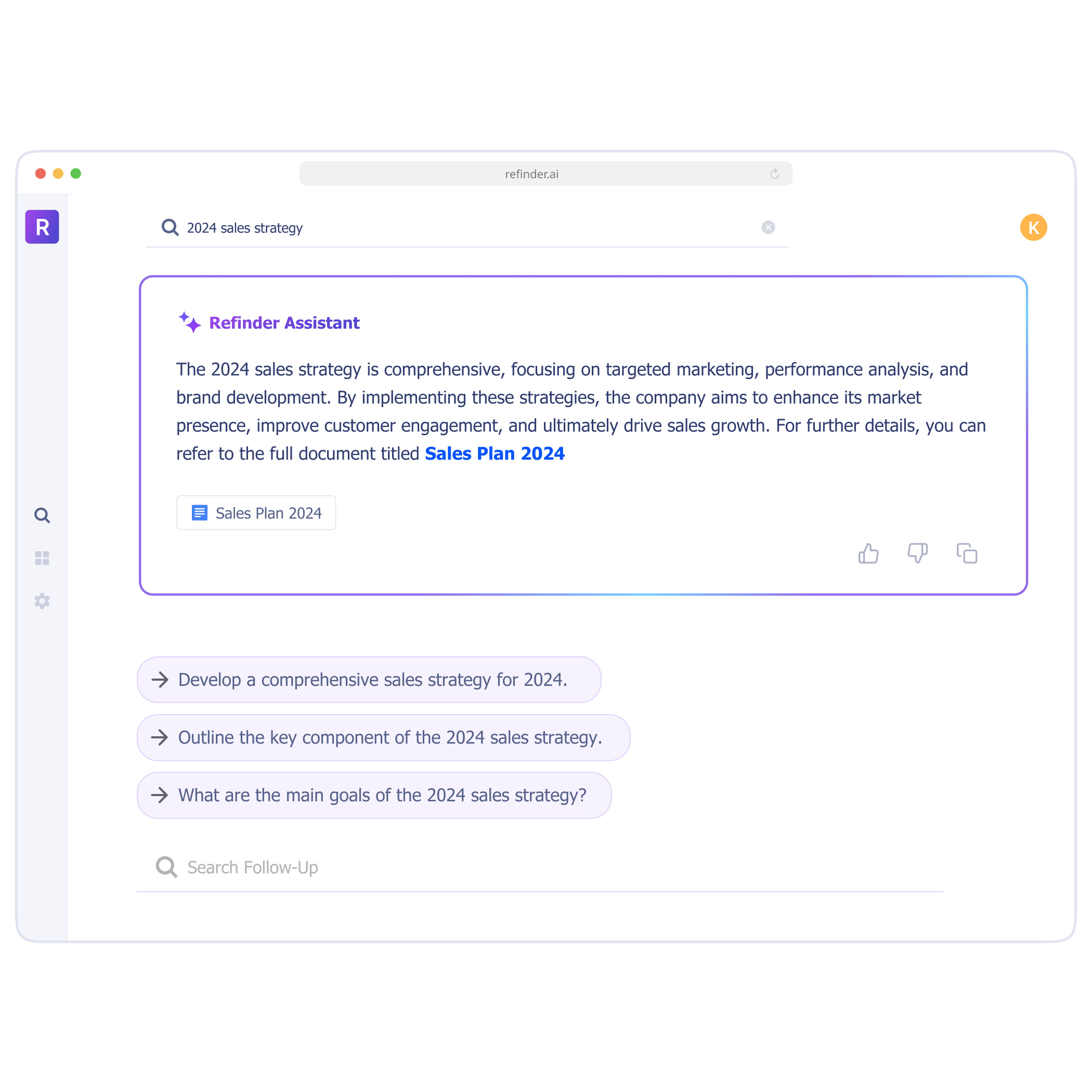 Refinder AI assistant